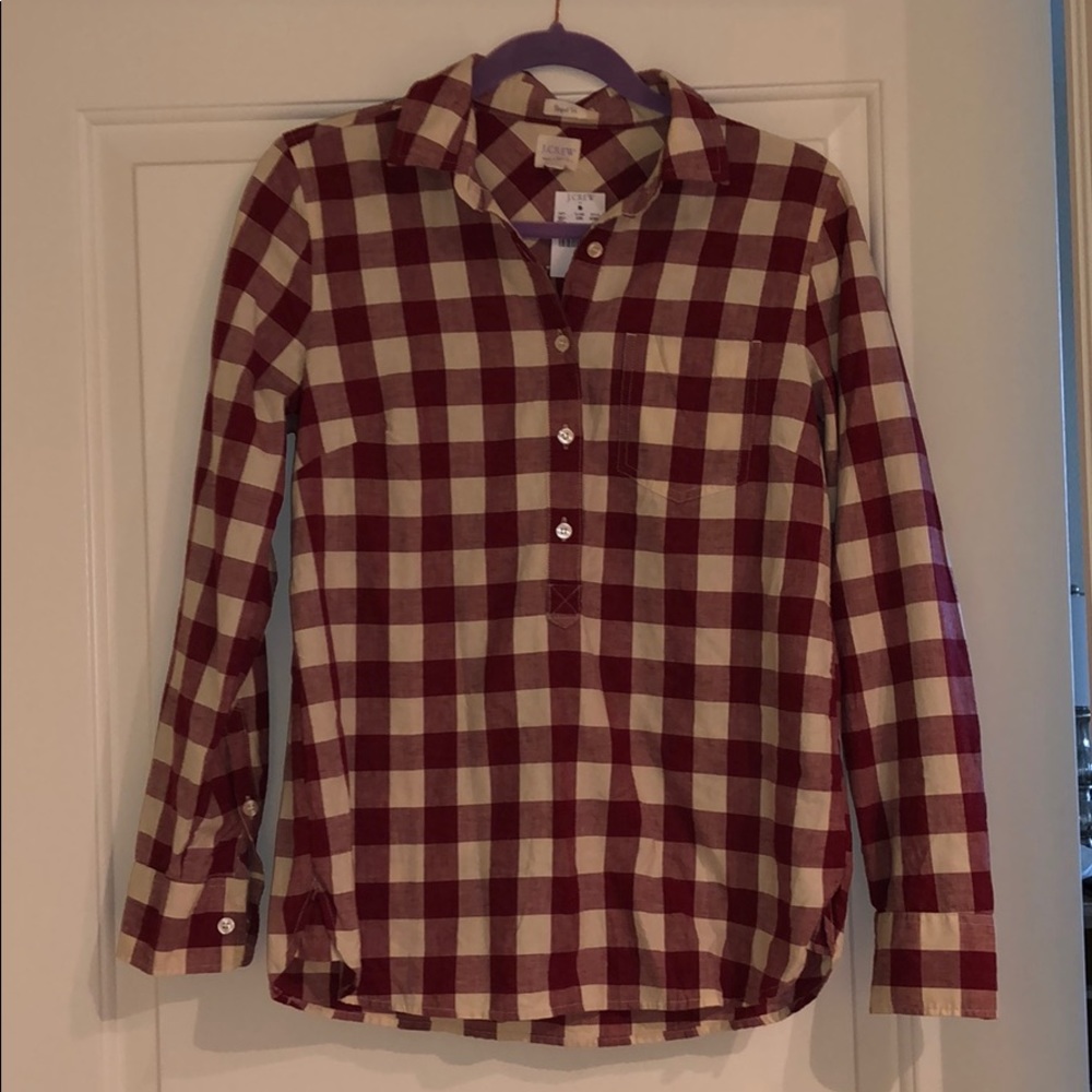 Jcrew plaid perfect fit half button down